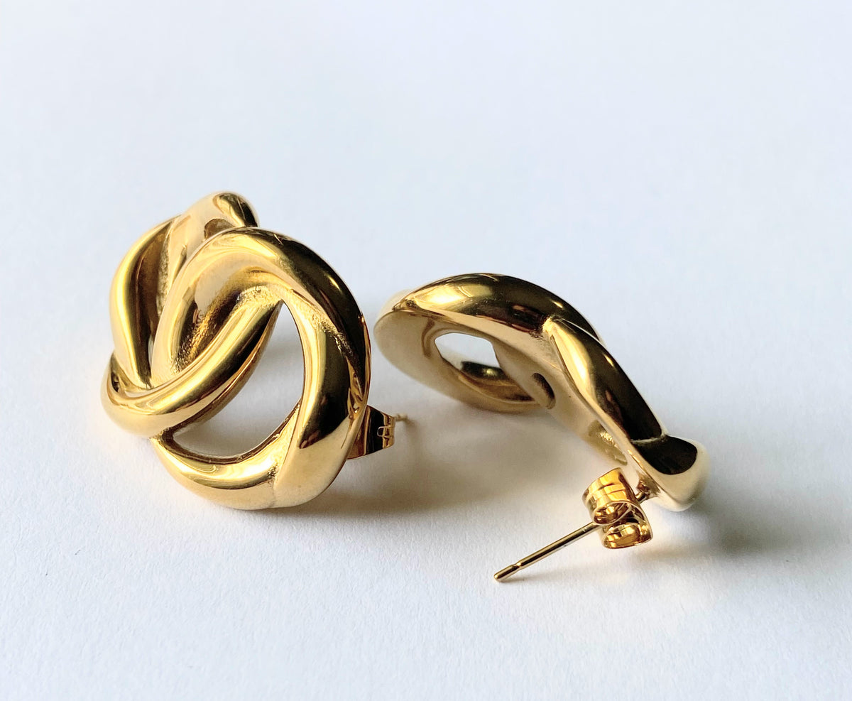 Golden Interlace Infinity Earrings